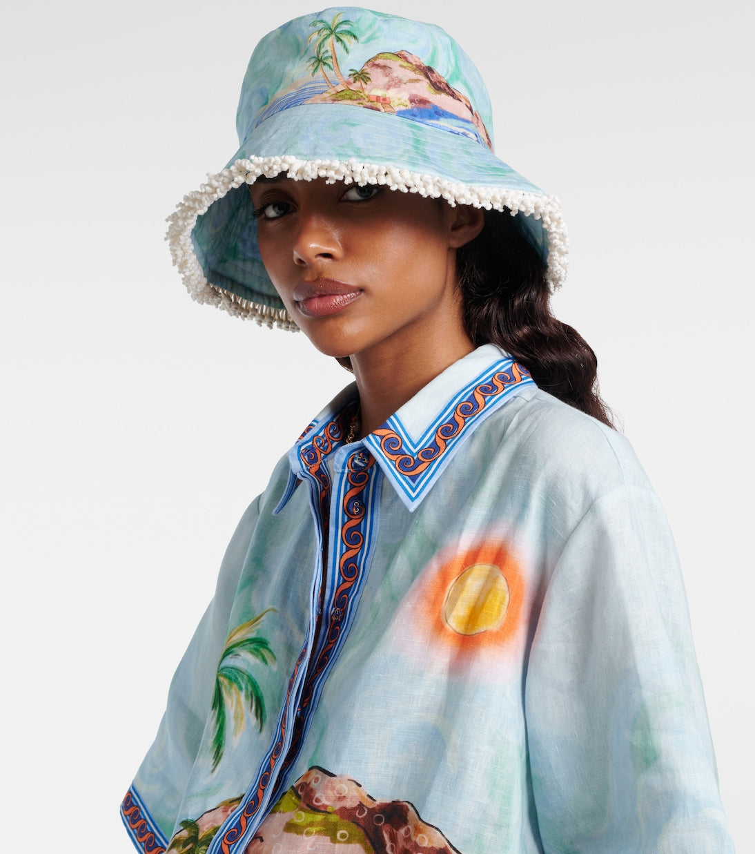 Alémais - Printed linen bucket hat