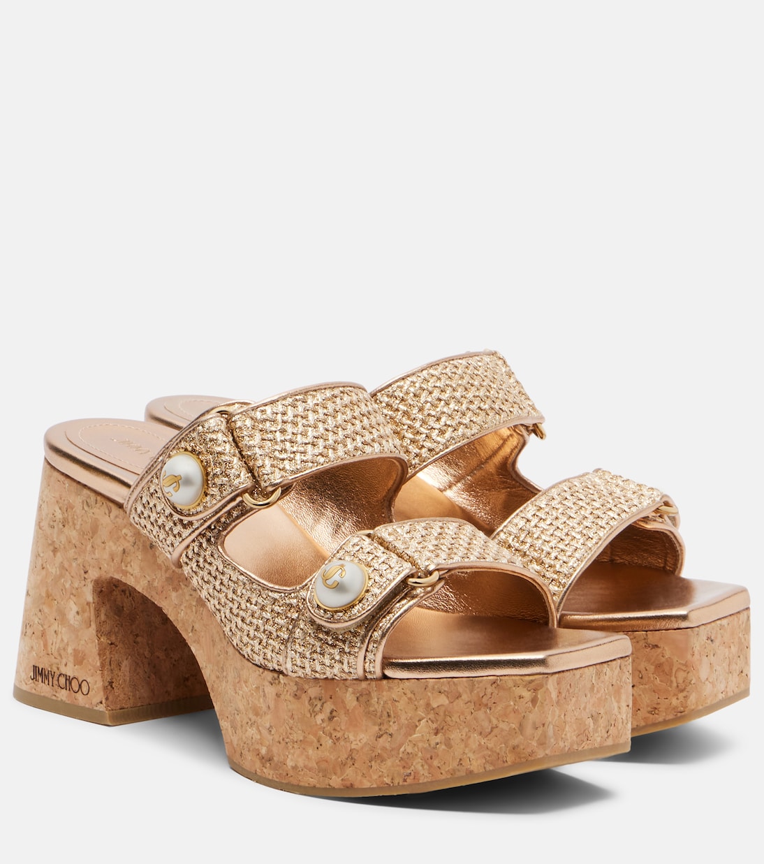 Jimmy Choo - Fayence raffia-effect platform sandals