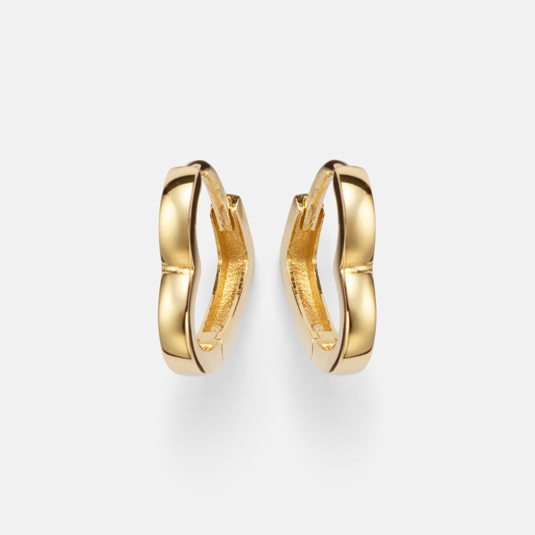 Stone and Strand - Heart 14kt gold huggie earrings