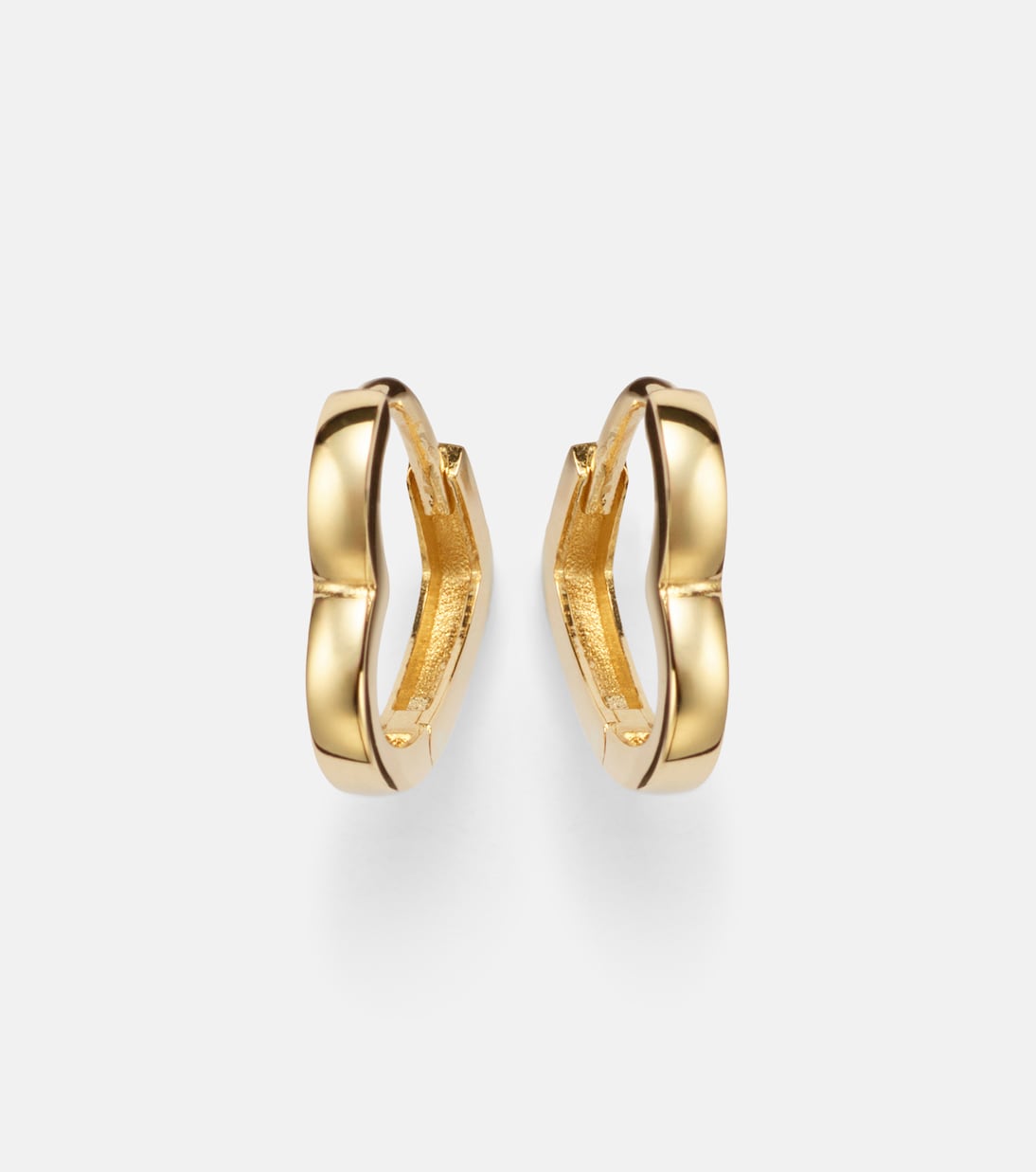Stone and Strand - Heart 14kt gold huggie earrings