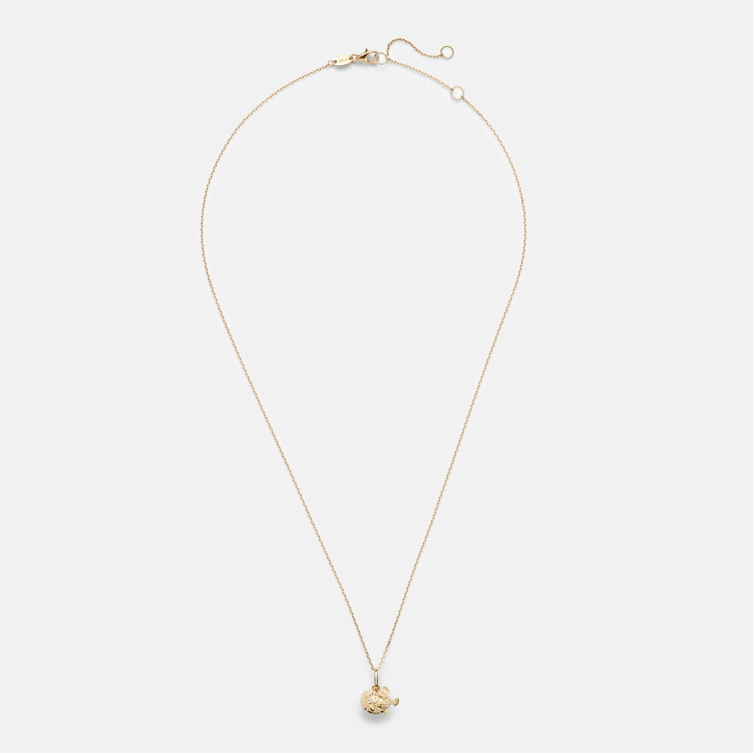 Stone and Strand - Puffer Fish 14kt gold pendant necklace with diamonds