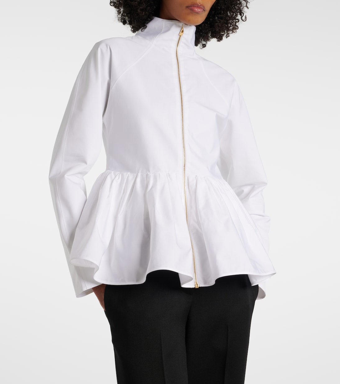 Alaïa - Peplum cotton poplin jacket