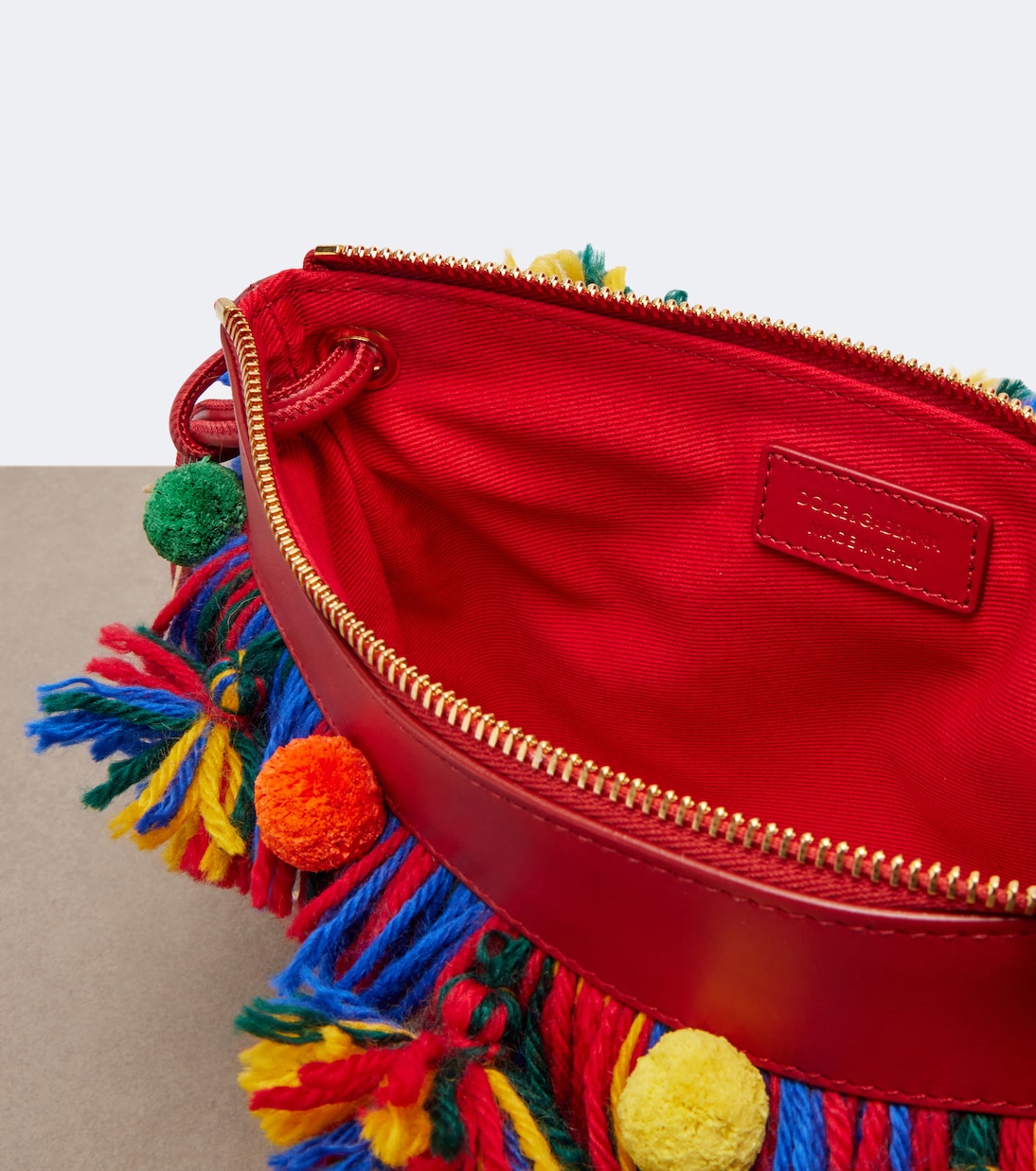 Dolce&Gabbana - Fringed raffia-effect pouch