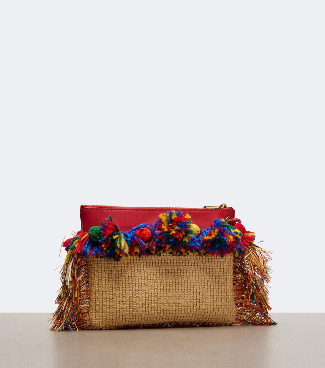 Dolce&Gabbana - Fringed raffia-effect pouch