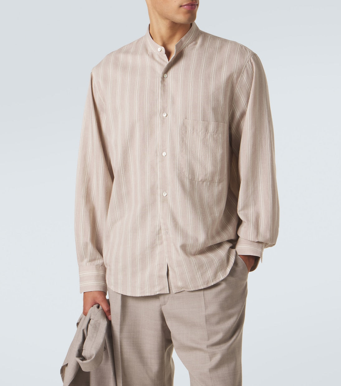 Stòffa - Striped cotton and silk shirt