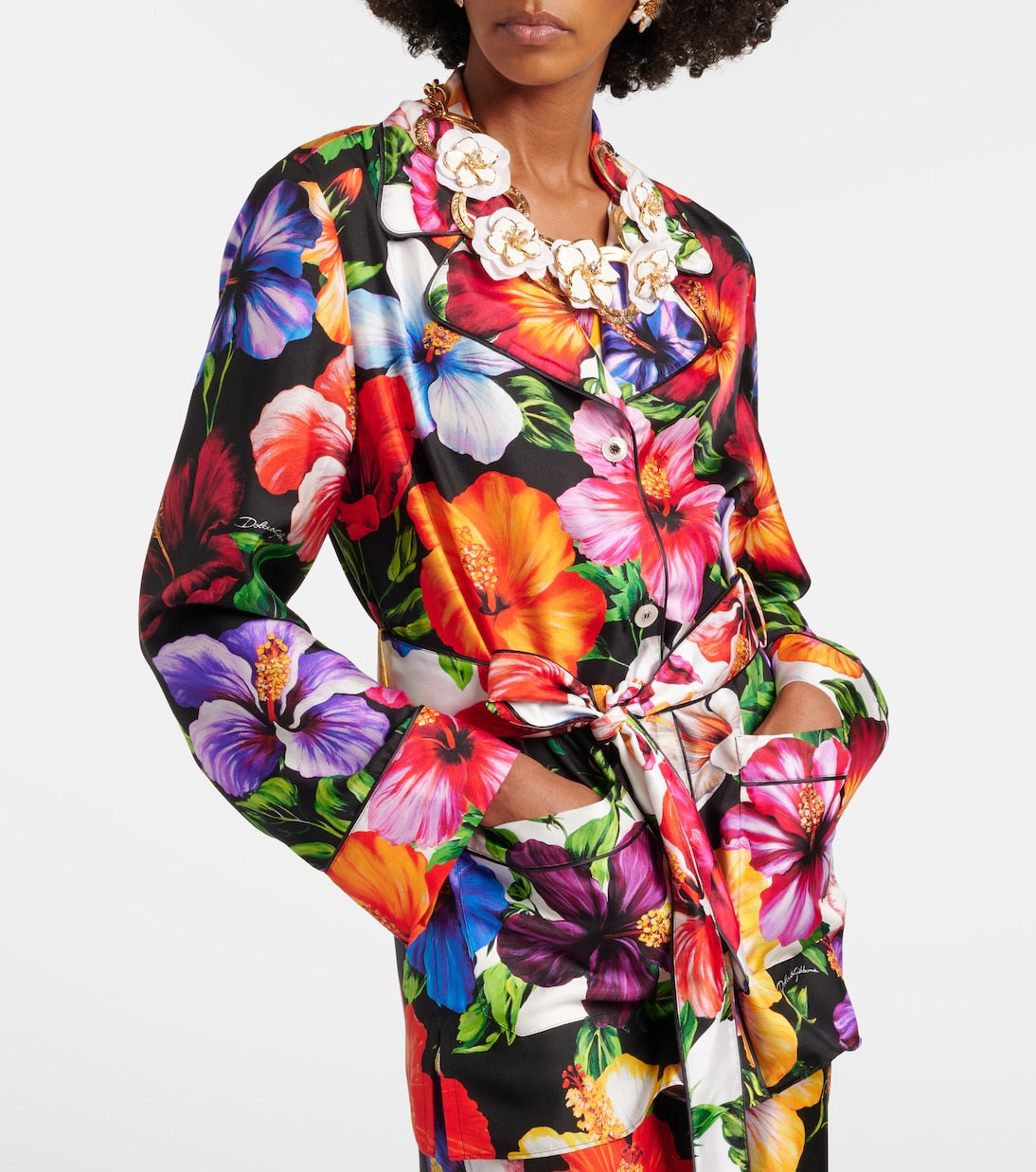 Dolce&Gabbana - Belted floral silk shirt
