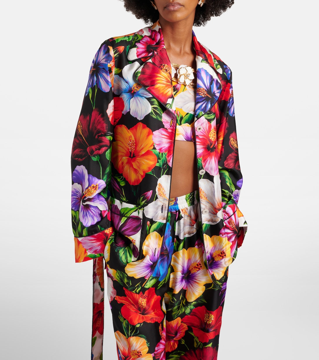 Dolce&Gabbana - Belted floral silk shirt
