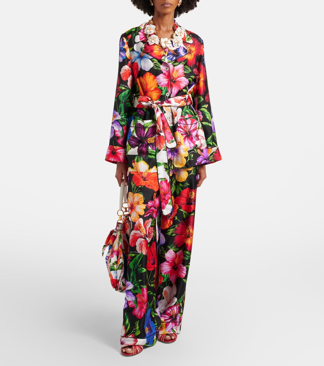 Dolce&Gabbana - Belted floral silk shirt