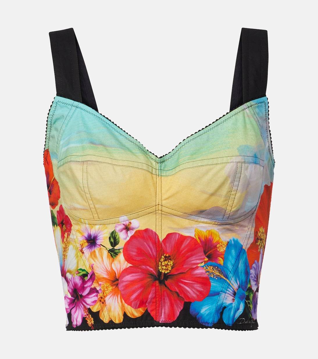 Dolce&Gabbana - Printed cotton-blend bustier
