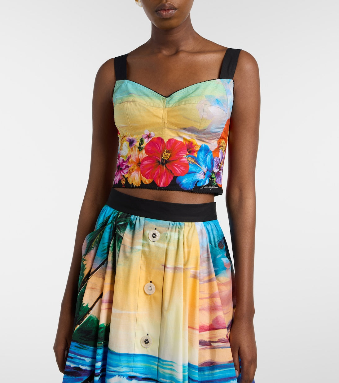 Dolce&Gabbana - Printed cotton-blend bustier
