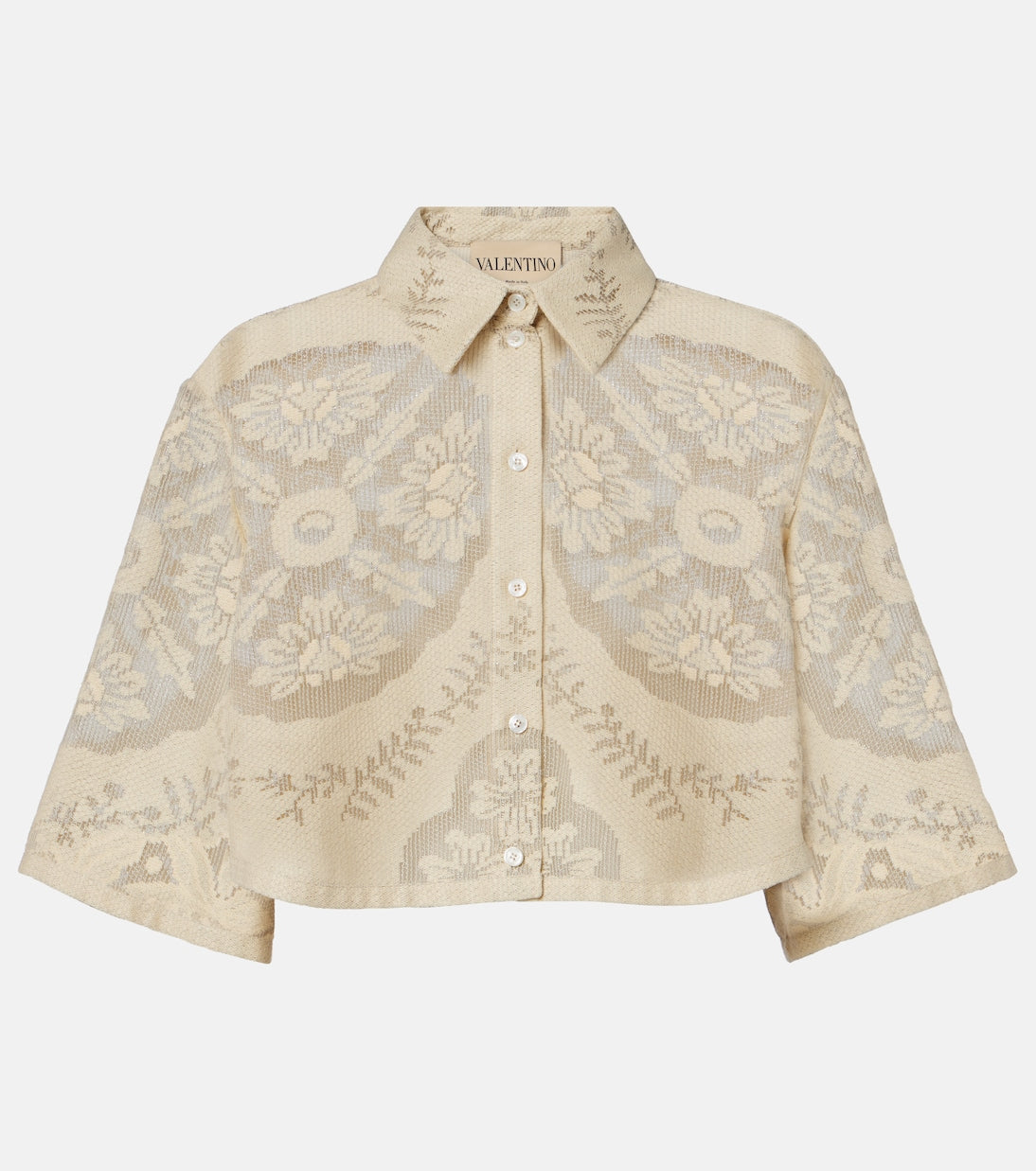 Valentino Garavani - Floral cropped cotton-blend shirt