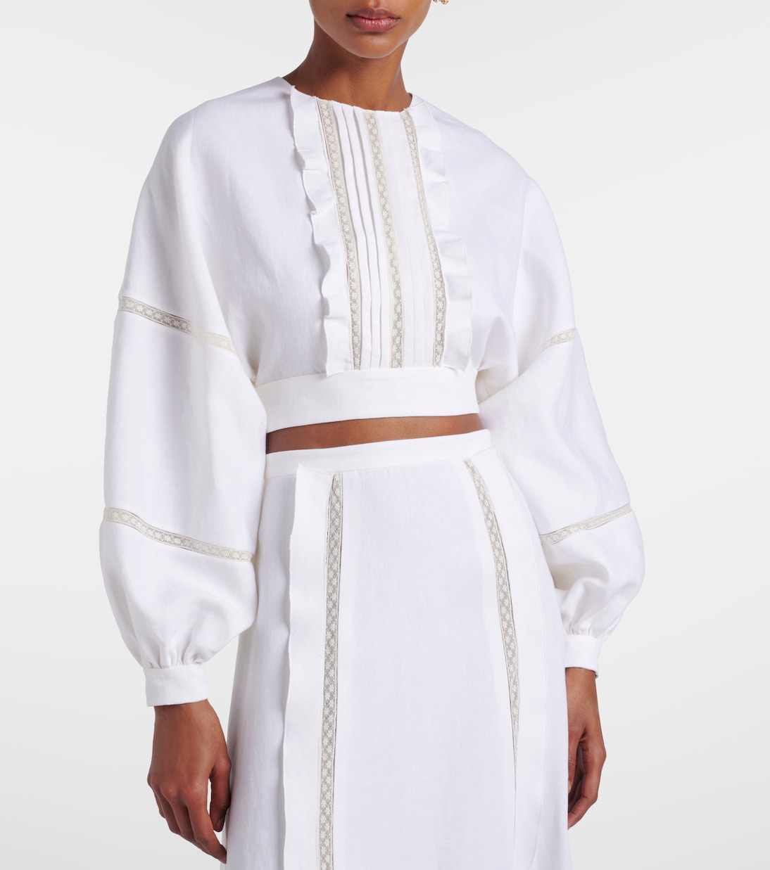 Valentino Garavani - Lace-trimmed open-back linen blouse
