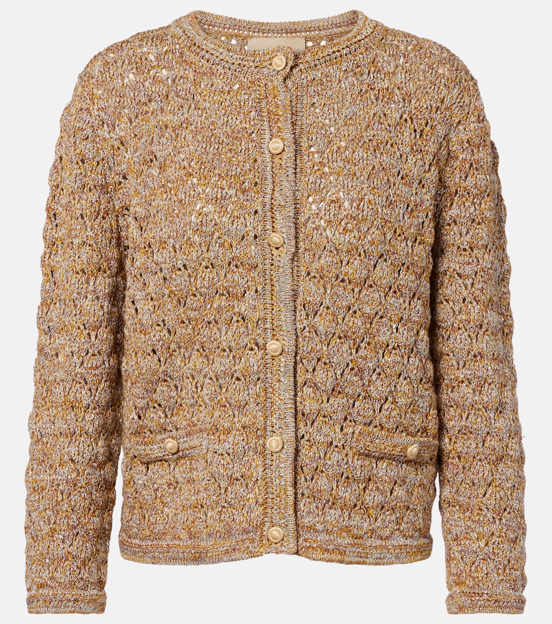 Valentino Garavani - Open-knit linen-blend lamé cardigan