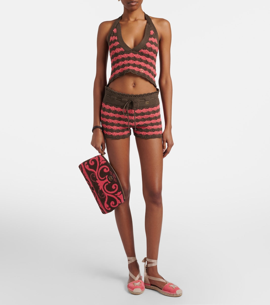 Valentino Garavani - Striped knitted cotton shorts