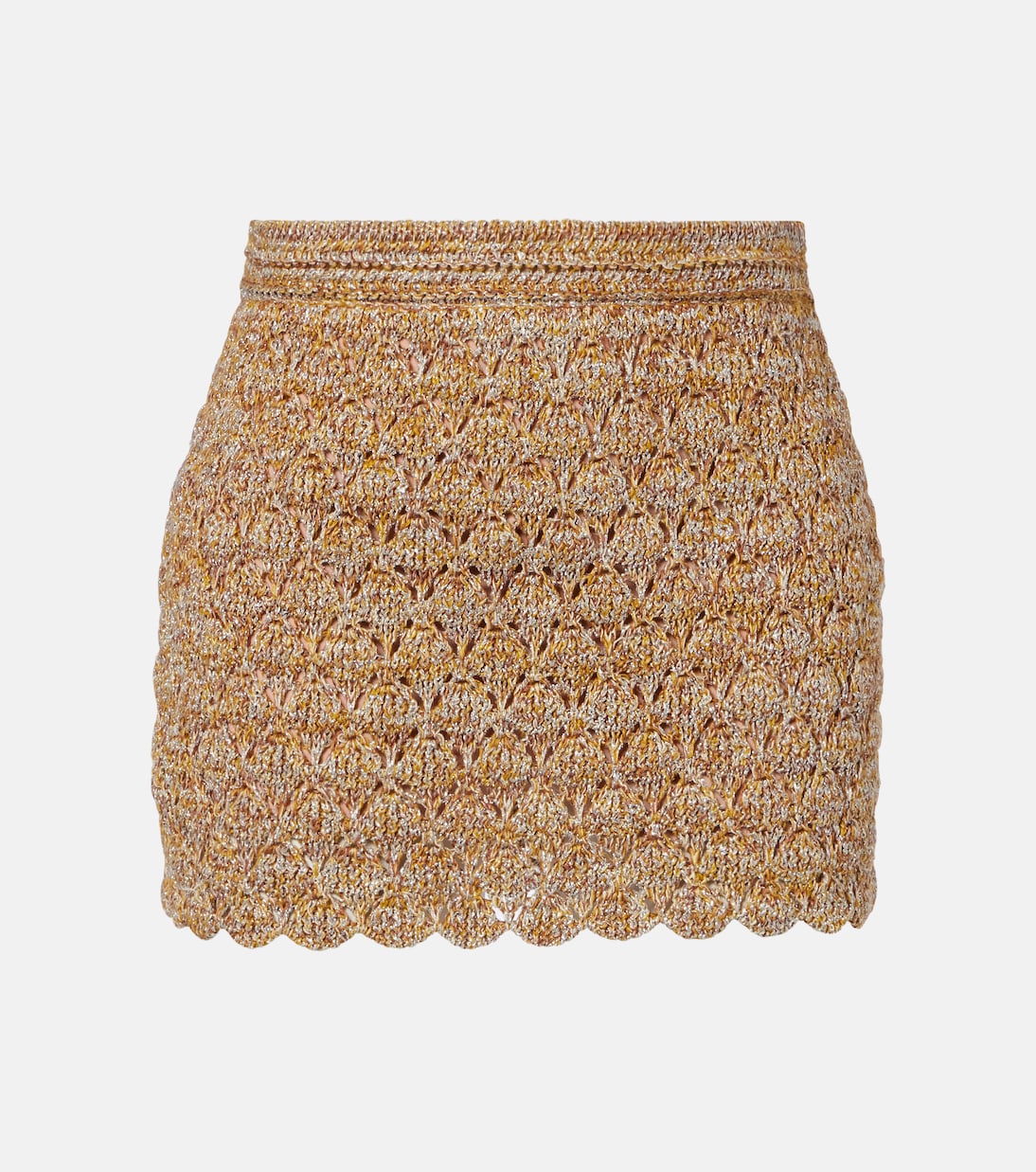 Valentino Garavani - Open-knit linen-blend lamé miniskirt