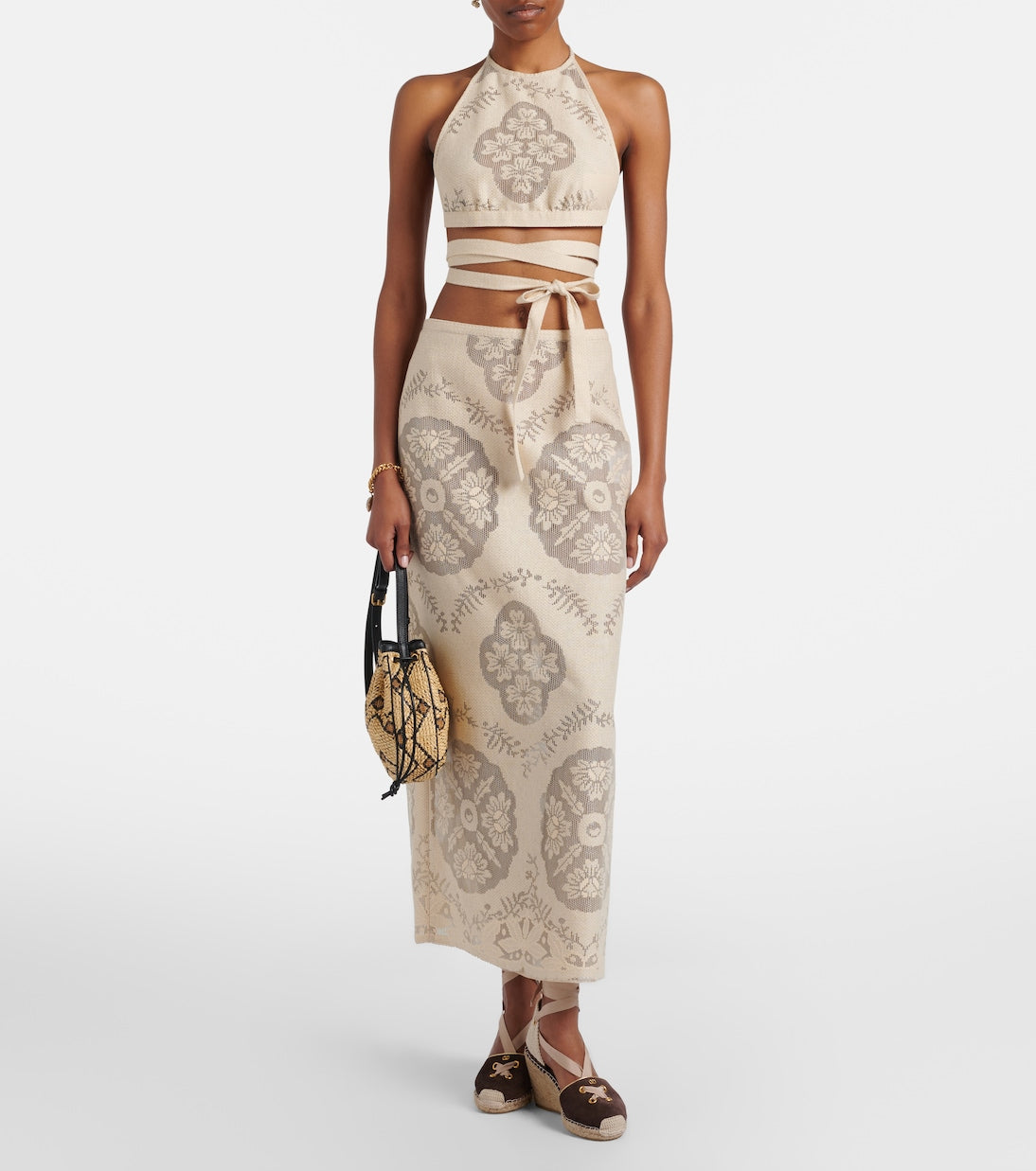 Valentino Garavani - Floral cotton-blend midi skirt