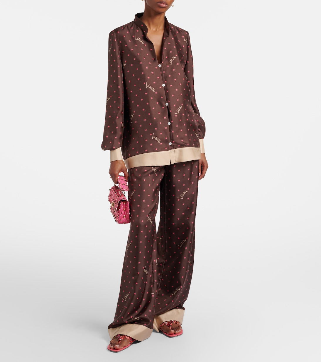 Valentino Garavani - Printed silk twill palazzo pants