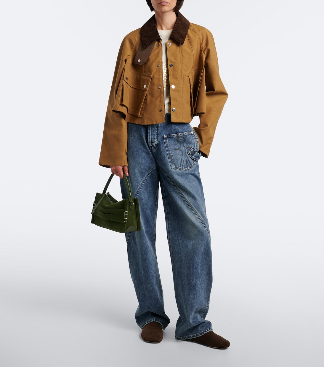 JW Anderson - Loafer Small suede top-handle bag