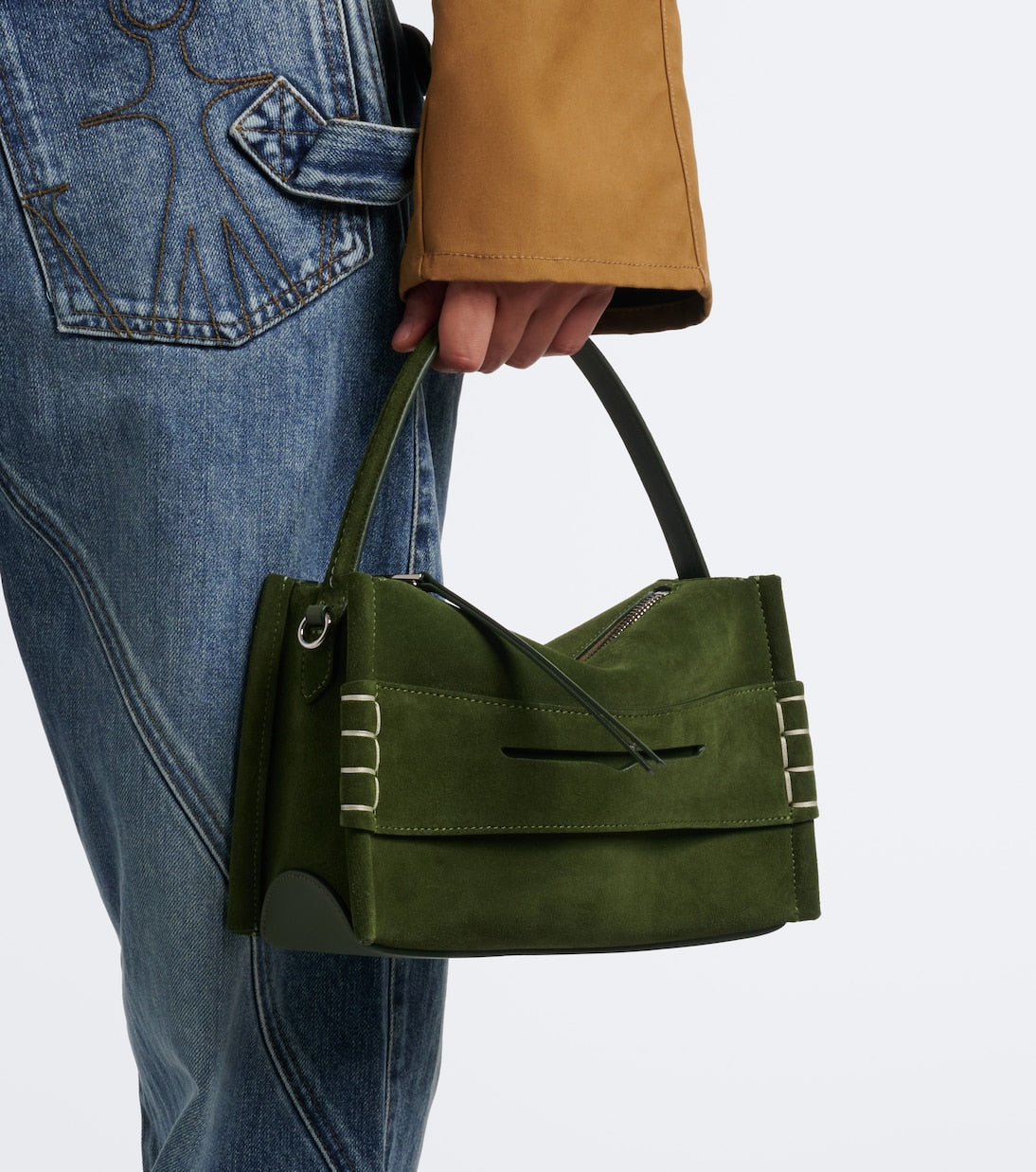JW Anderson - Loafer Small suede top-handle bag