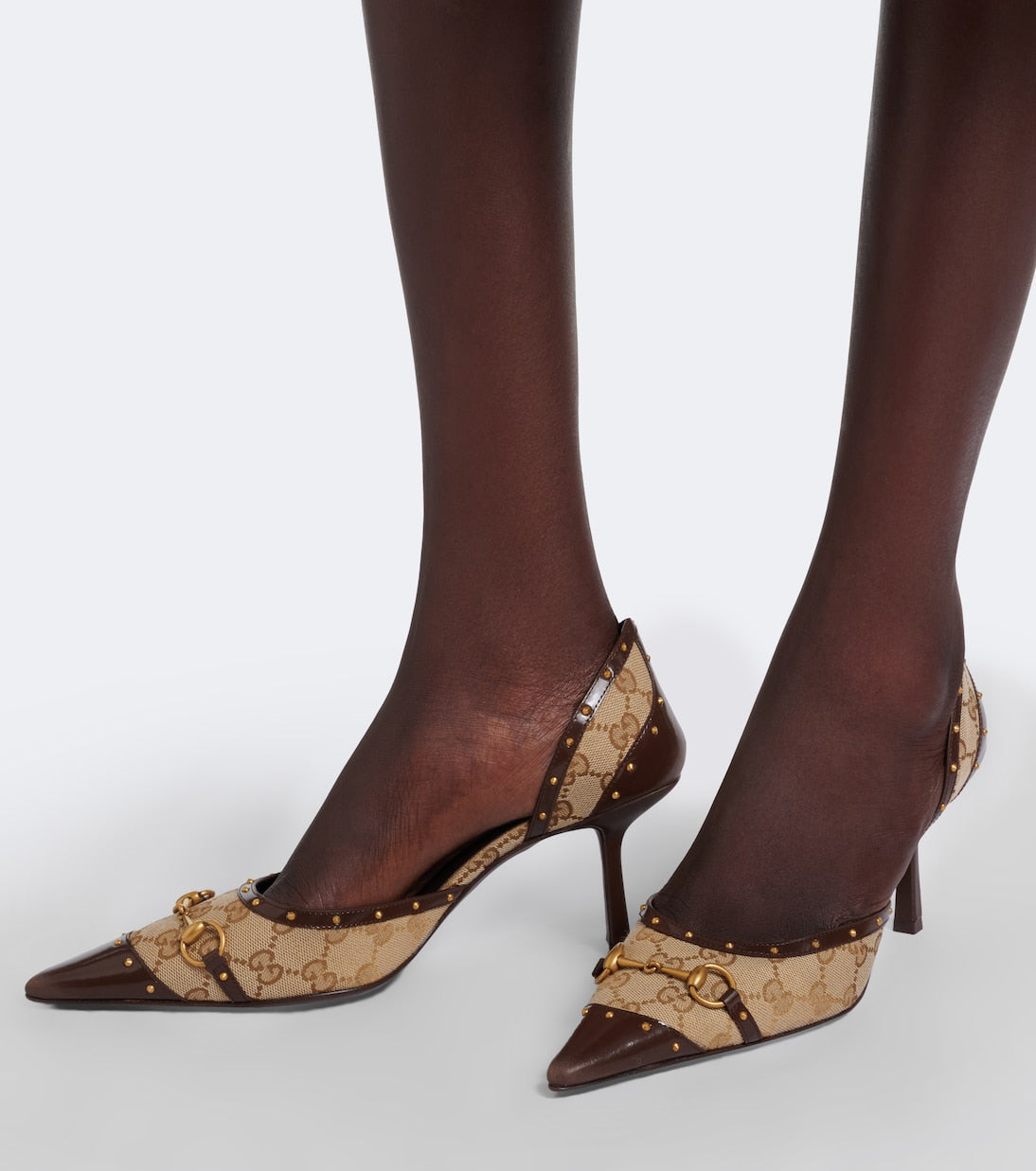 Gucci - Savoy GG canvas leather-trimmed pumps