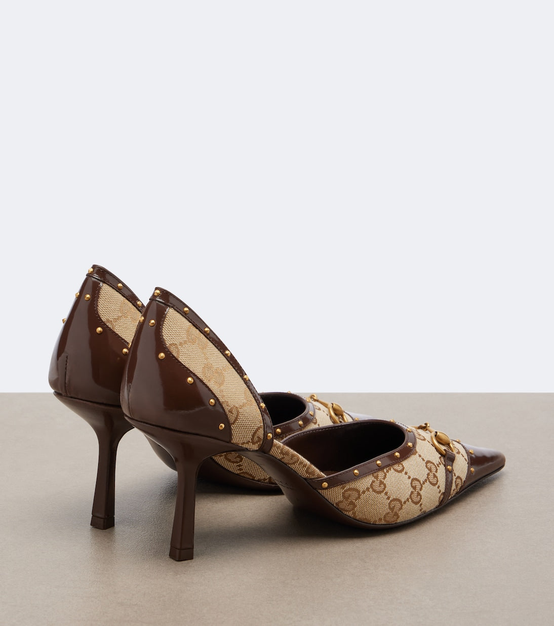 Gucci - Savoy GG canvas leather-trimmed pumps