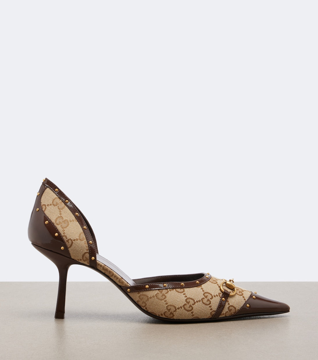 Gucci - Savoy GG canvas leather-trimmed pumps