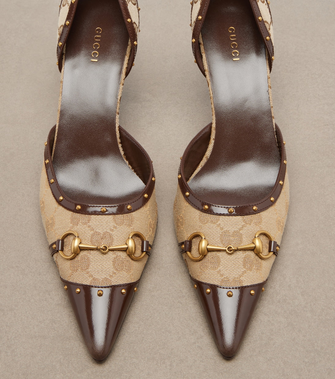 Gucci - Savoy GG canvas leather-trimmed pumps