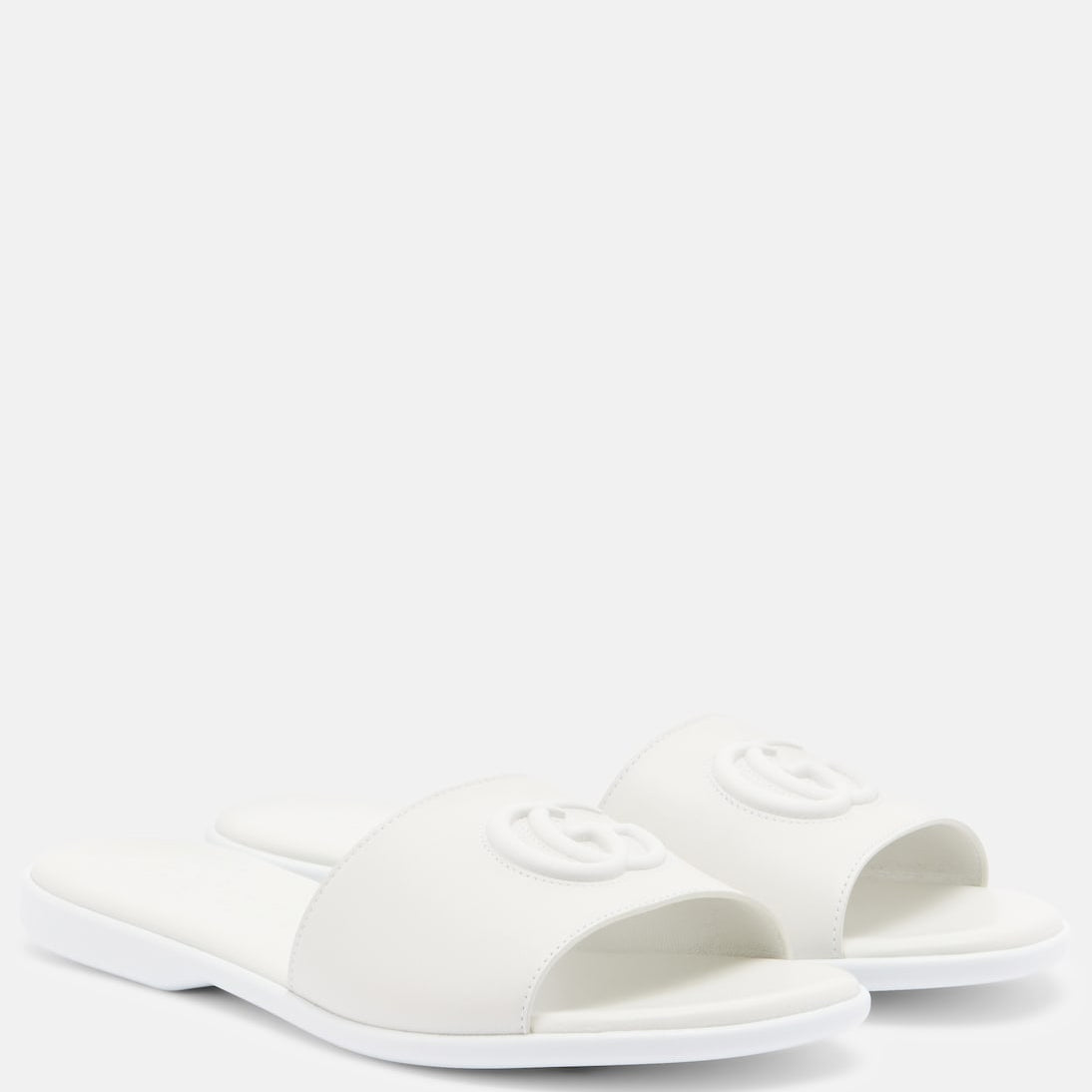 Gucci - Double G leather slides