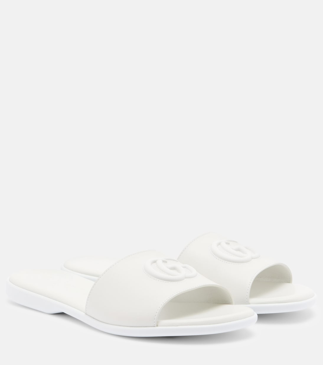 Gucci - Double G leather slides