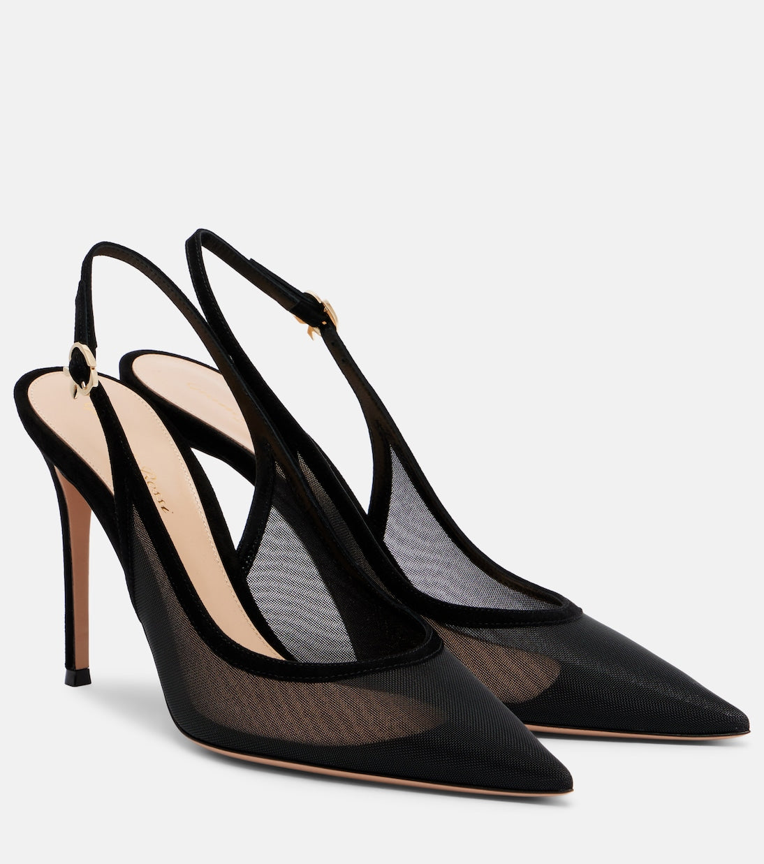 Gianvito Rossi - Suede-trimmed slingback pumps