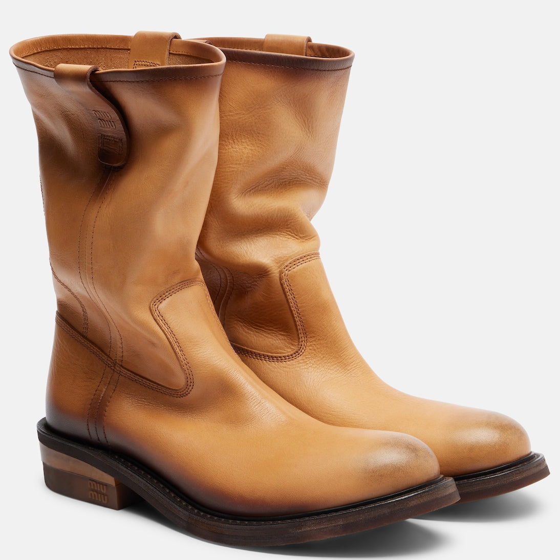 Miu Miu - Foule leather ankle boots
