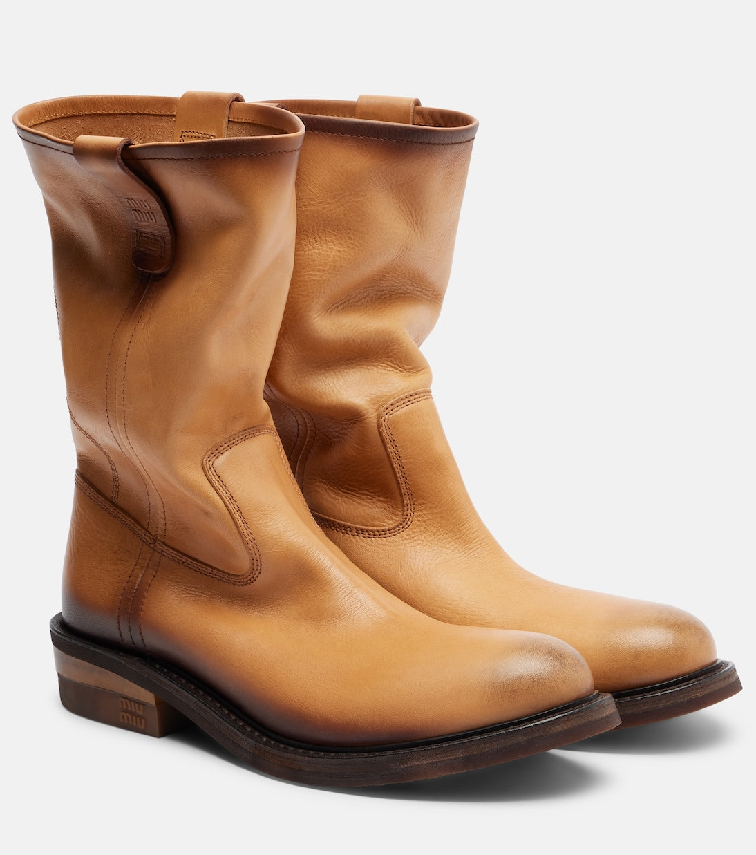 Miu Miu - Foule leather ankle boots