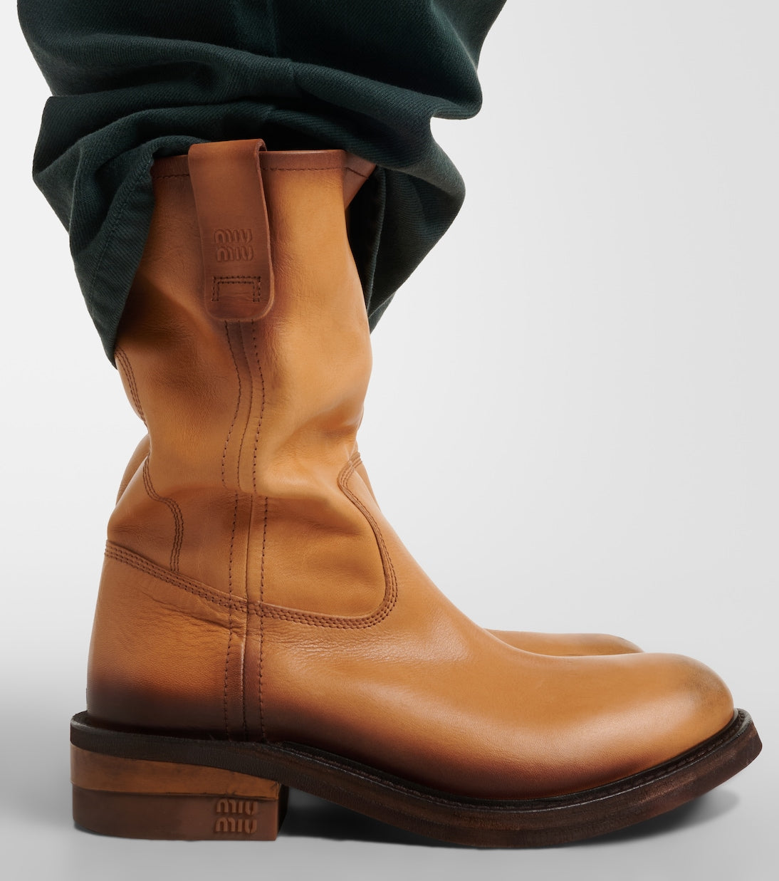Miu Miu - Foule leather ankle boots