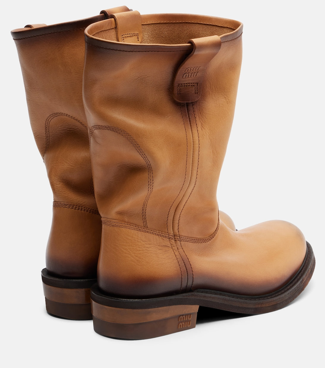 Miu Miu - Foule leather ankle boots