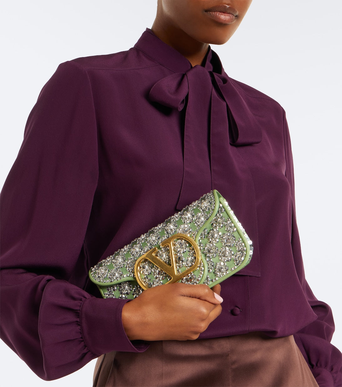 Valentino Garavani - Locò Small embellished satin shoulder bag