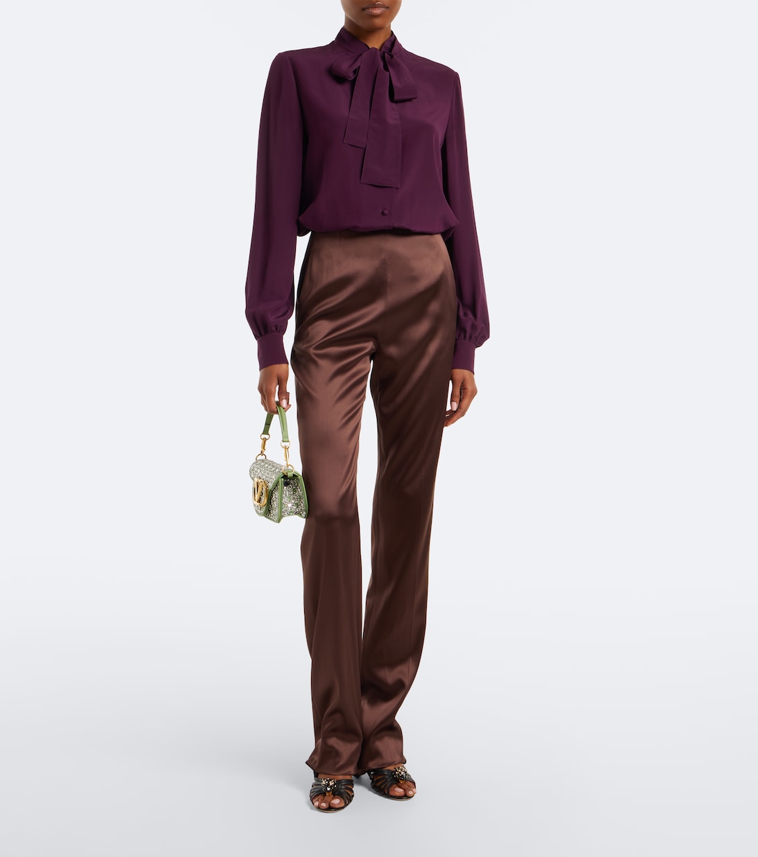 Valentino Garavani - Locò Small embellished satin shoulder bag