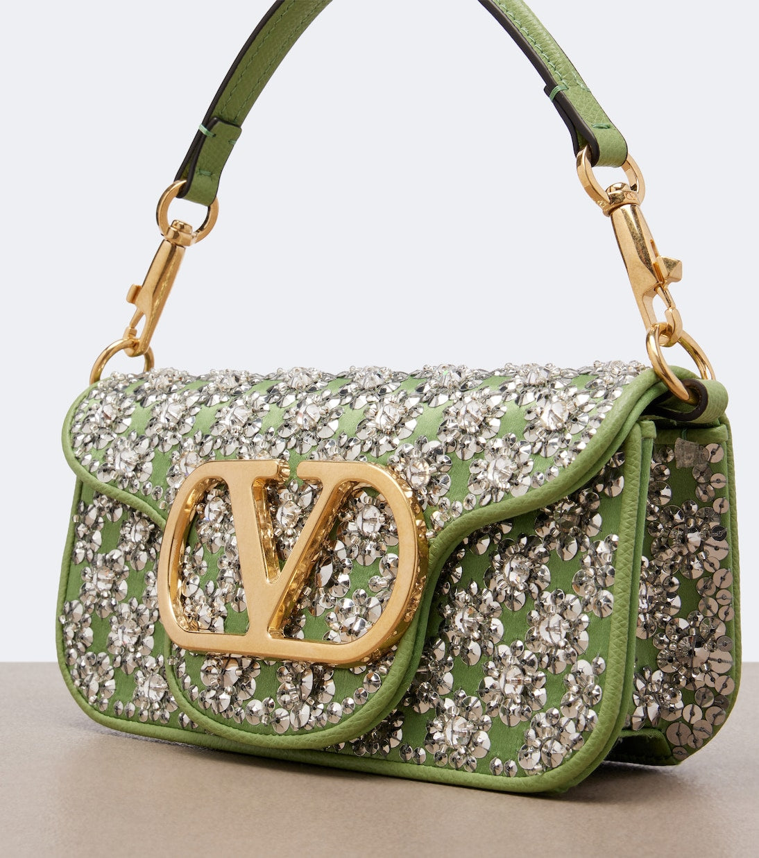 Valentino Garavani - Locò Small embellished satin shoulder bag