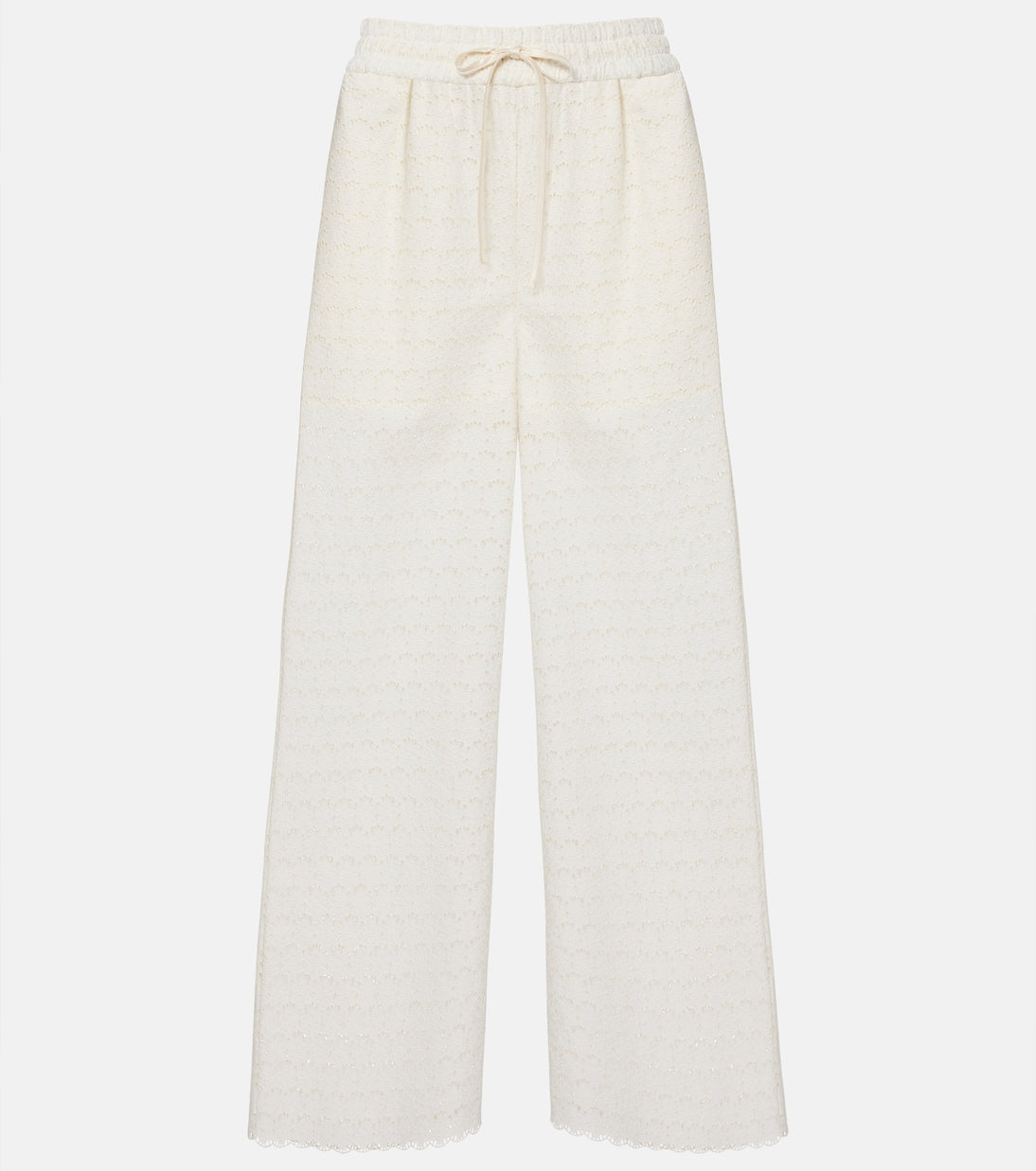 Valentino Garavani - Broderie anglaise cotton wide-leg pants