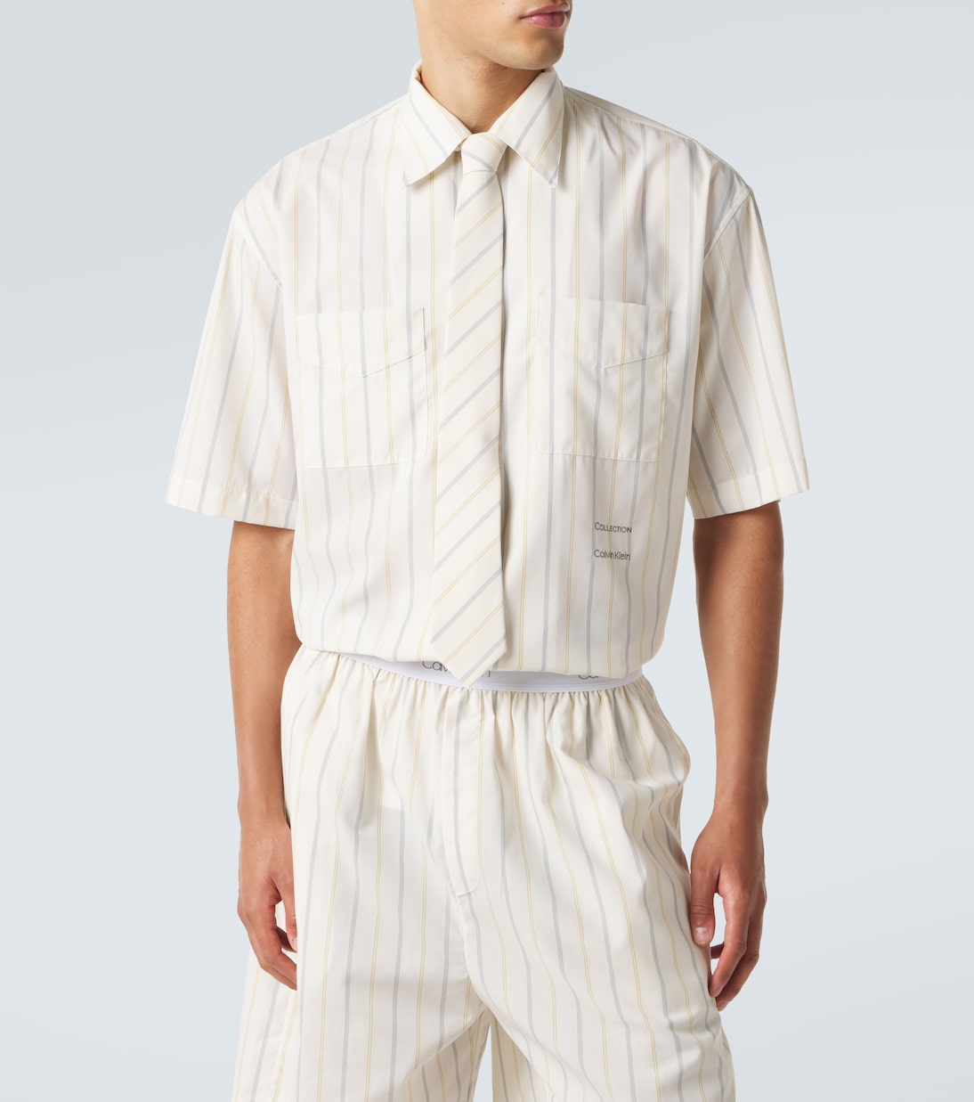 Calvin Klein Collection - Nathaniel striped bowling shirt
