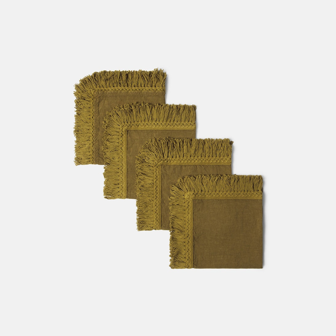 Once Milano - Set of 4 fringed linen napkins