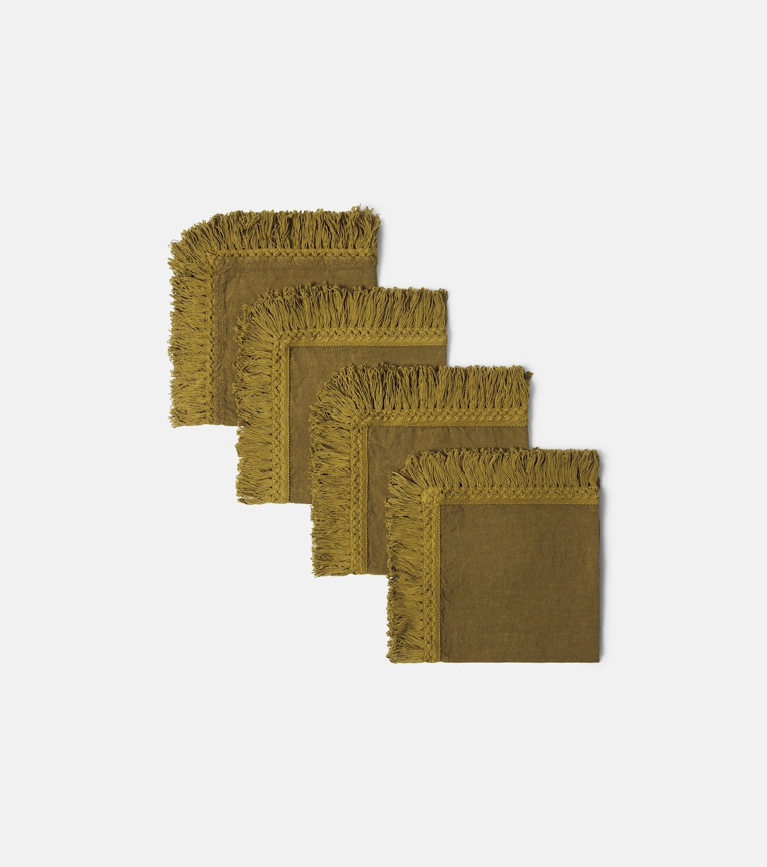 Once Milano - Set of 4 fringed linen napkins