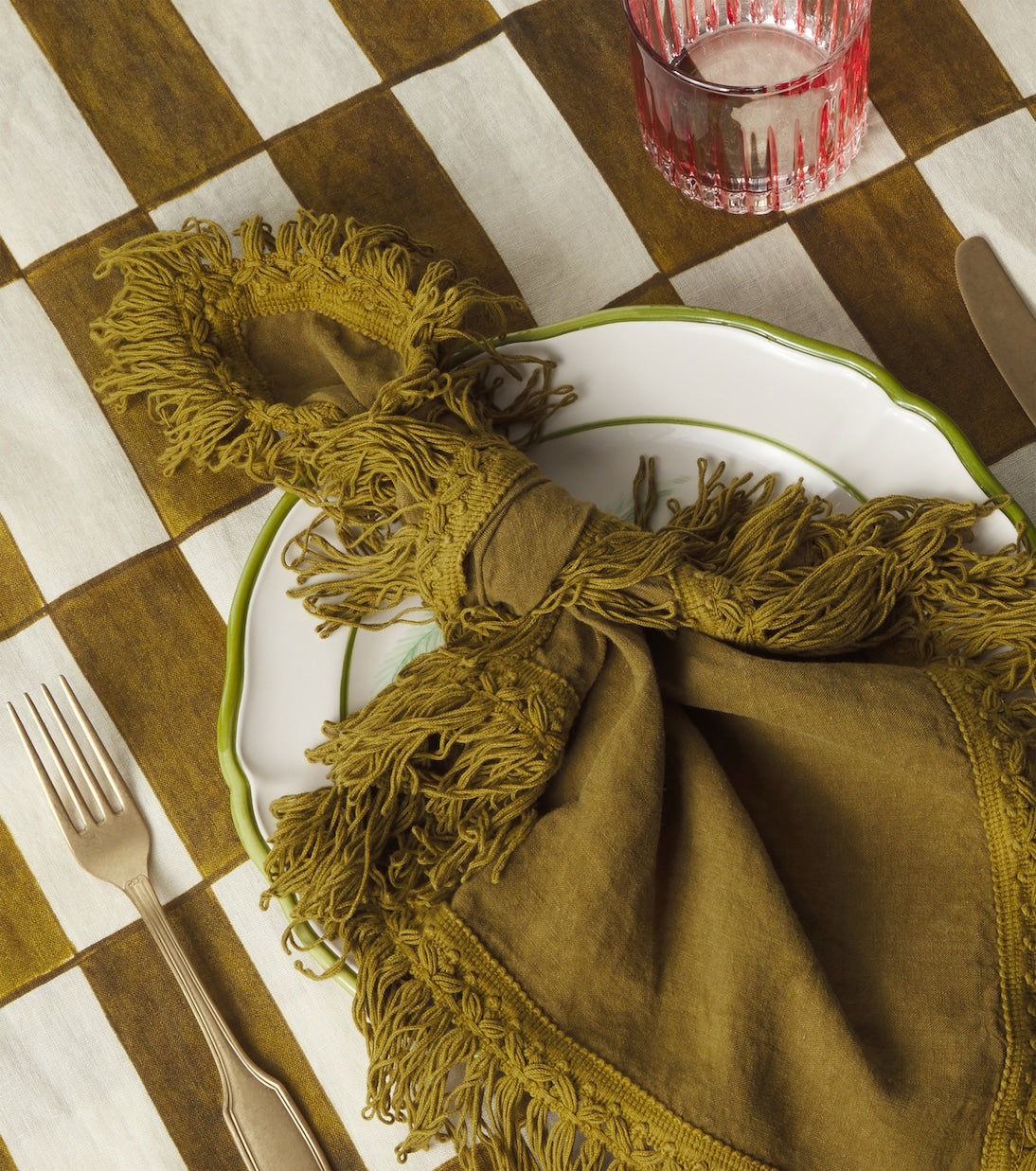 Once Milano - Set of 4 fringed linen napkins