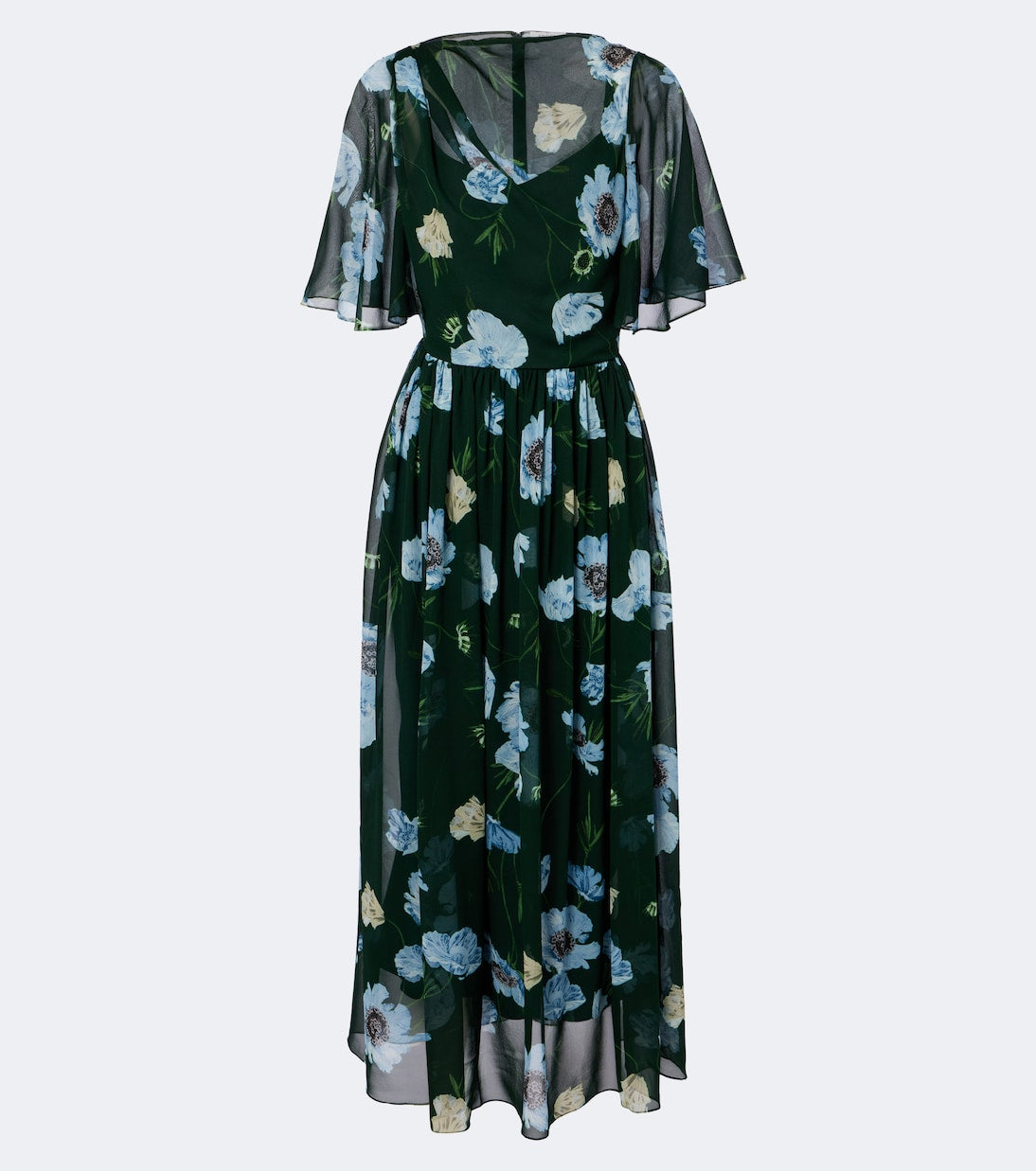 Erdem - Floral draped silk voile midi dress