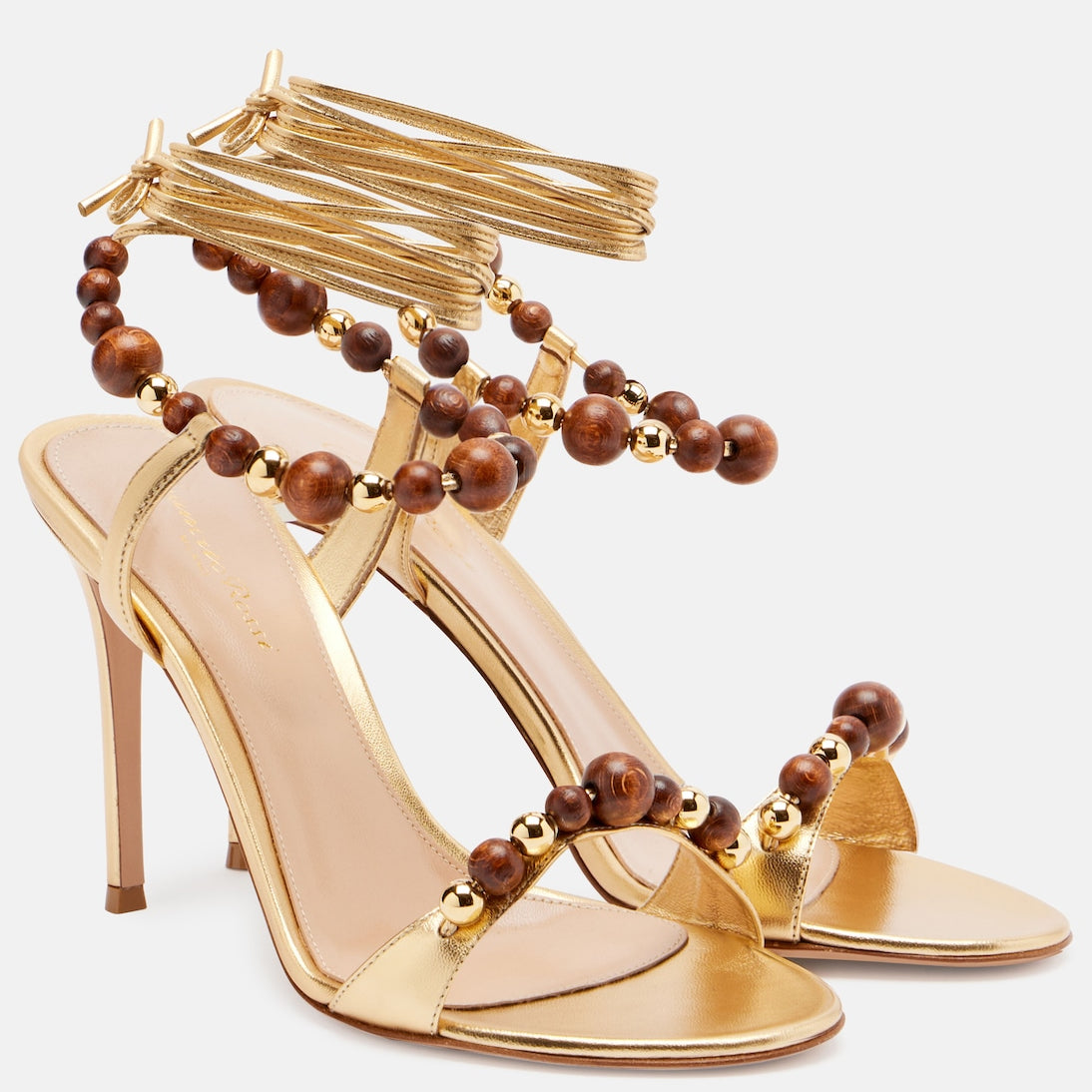 Gianvito Rossi - Embellished metallic leather slingback sandals
