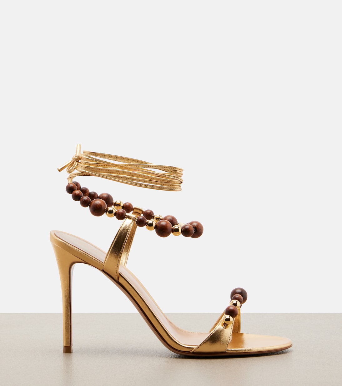 Gianvito Rossi - Embellished metallic leather slingback sandals