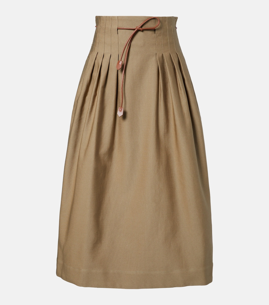 Max Mara - Tempio belted cotton twill midi skirt