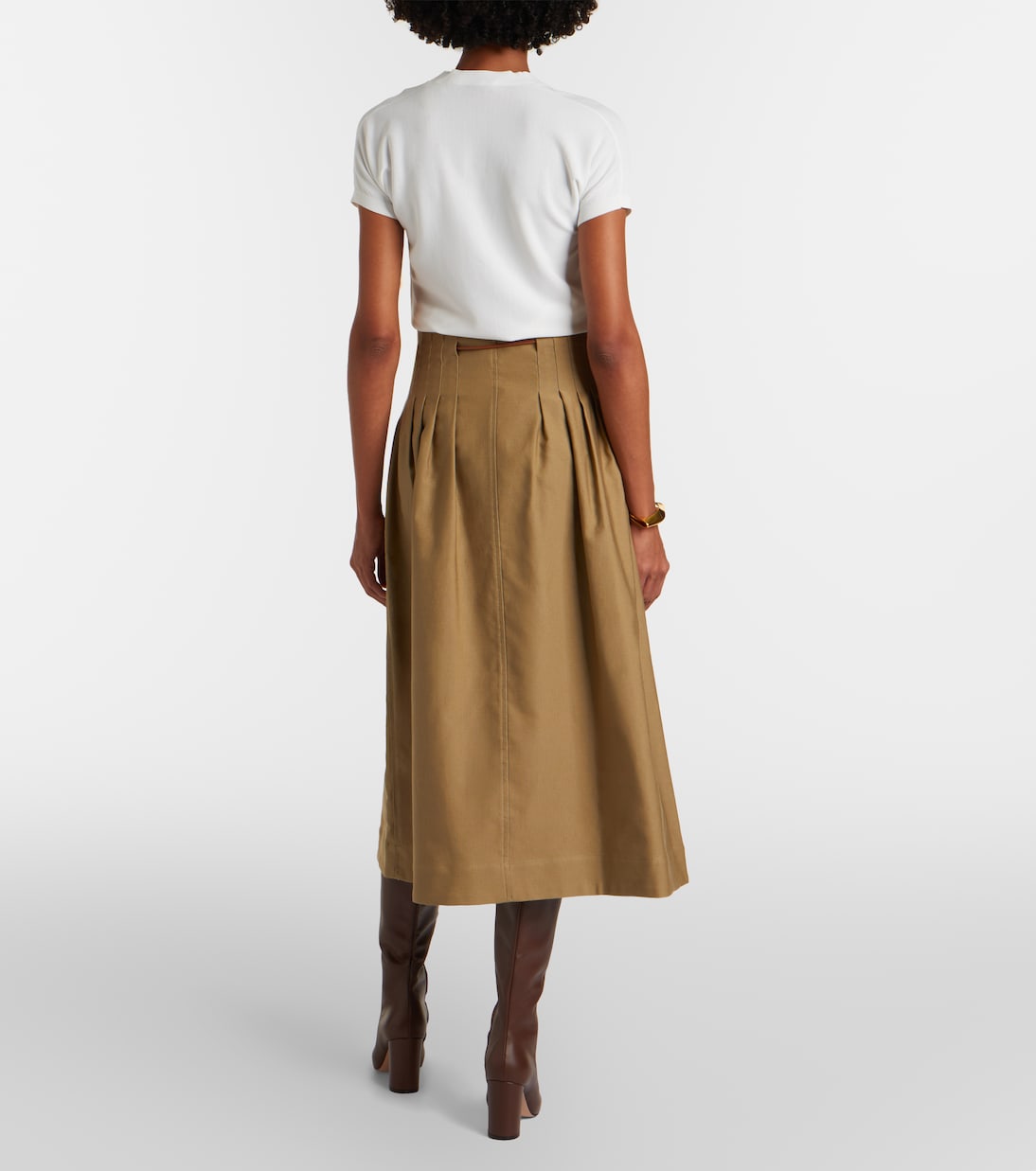 Max Mara - Tempio belted cotton twill midi skirt