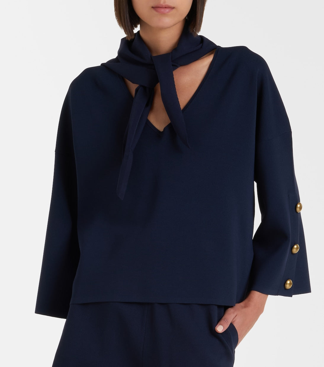 Max Mara - Embellished crêpe top