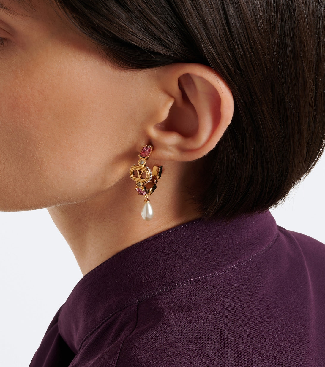 Valentino Garavani - Ovalette embellished hoop earrings