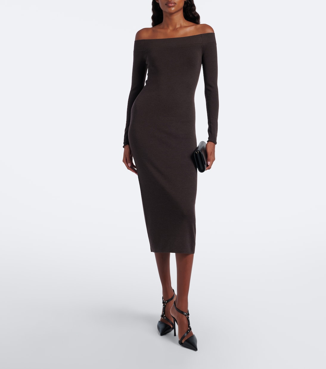 Tom Ford - Off-shoulder wool and silk midi dress